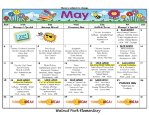 May lunch menu